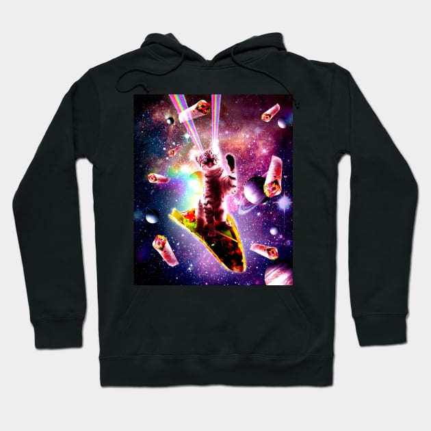 Outer Space Taco Cat - Rainbow Laser Eyes, Burrito Hoodie by Random Galaxy